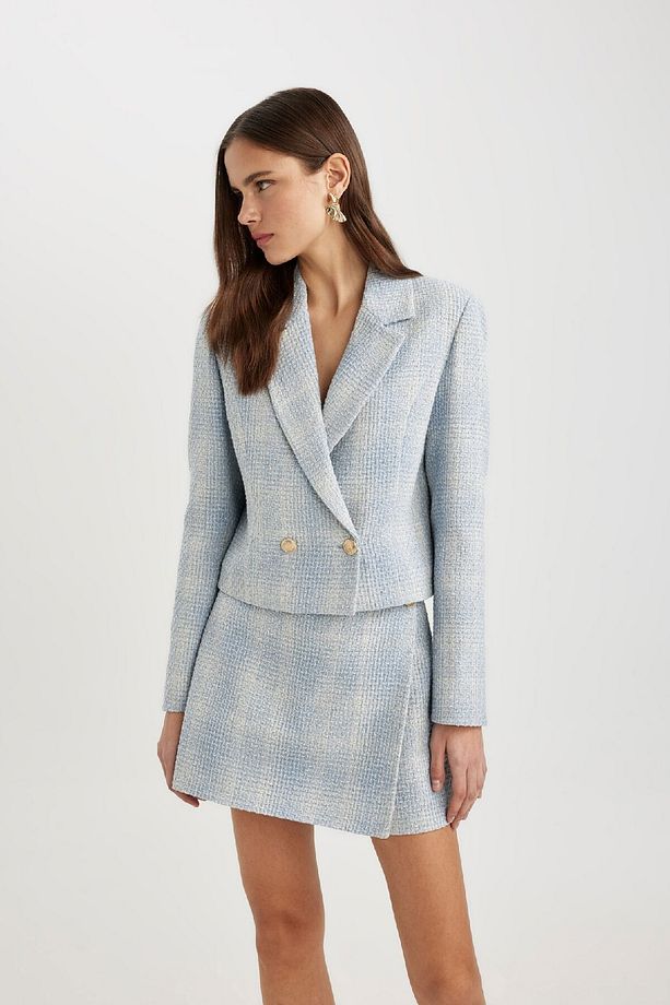 Yüksek Bel Kareli Tweed Mini Şort Etek C5532ax24sm - 6