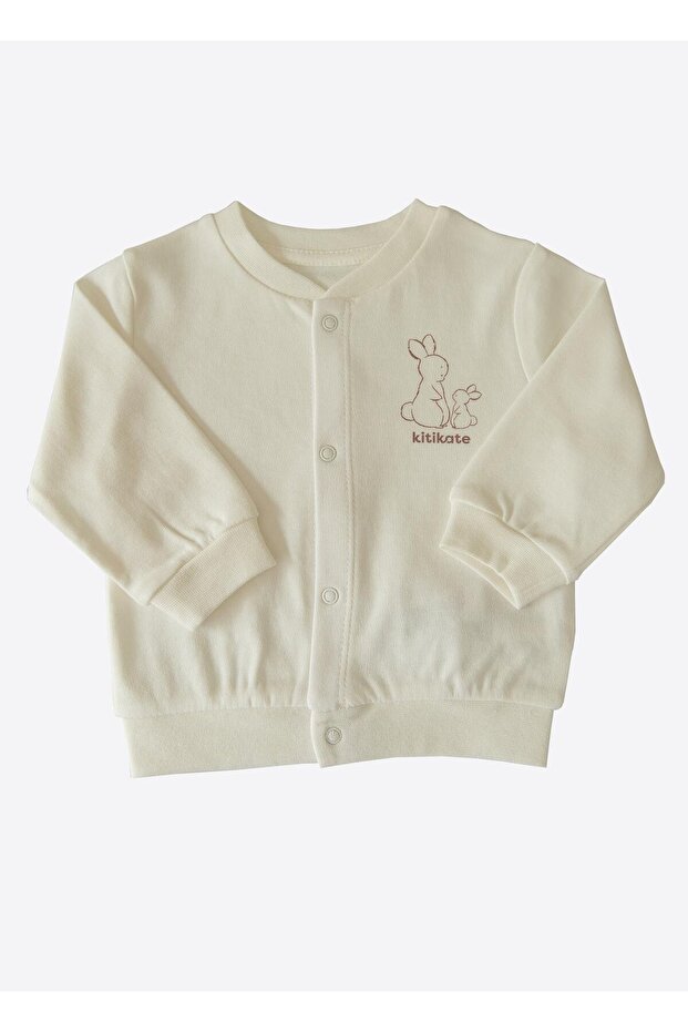 Organik New Basic Hırka Ekru - 1