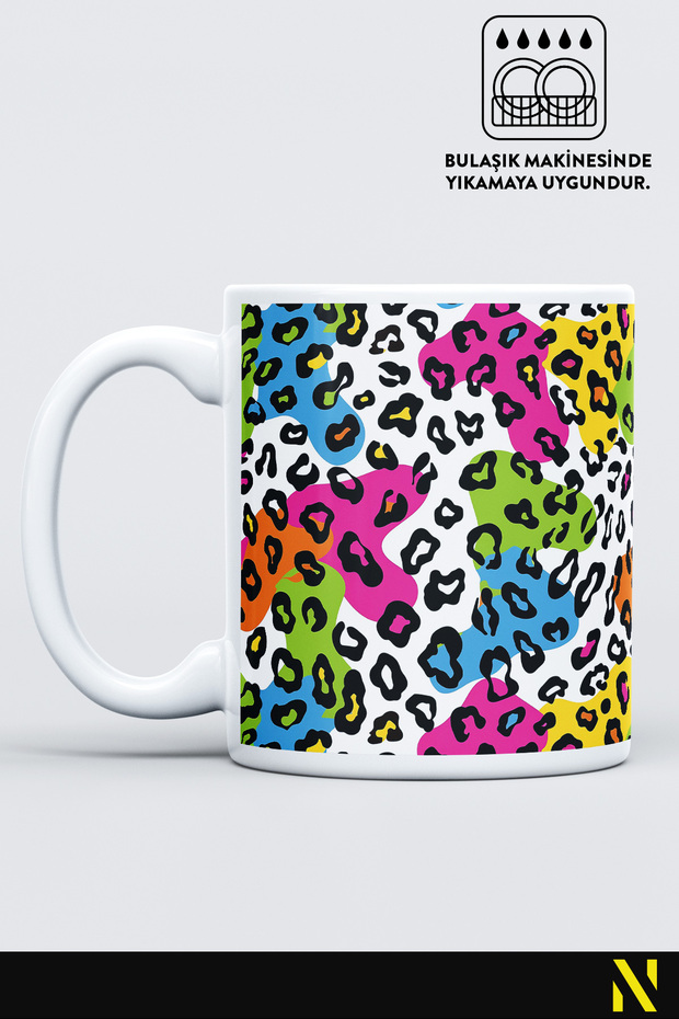Leopard Patterned Colorful Mug – 330 ml Mug |   Stylish and Durable Design - 2