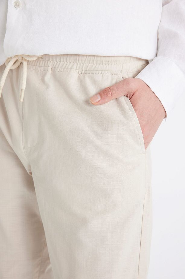 Yazlık Jogger Pantolon Pamuklu Dar Paça Beli Bağcıklı Lastikli Cepli Z6475az24sp - 5
