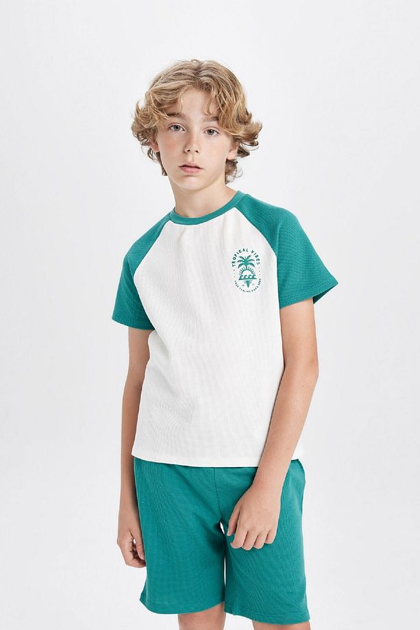 Erkek Çocuk Waffle Pijama Takımı Baskılı Kısa Kollu Üst Şort C5501a824sm - 3