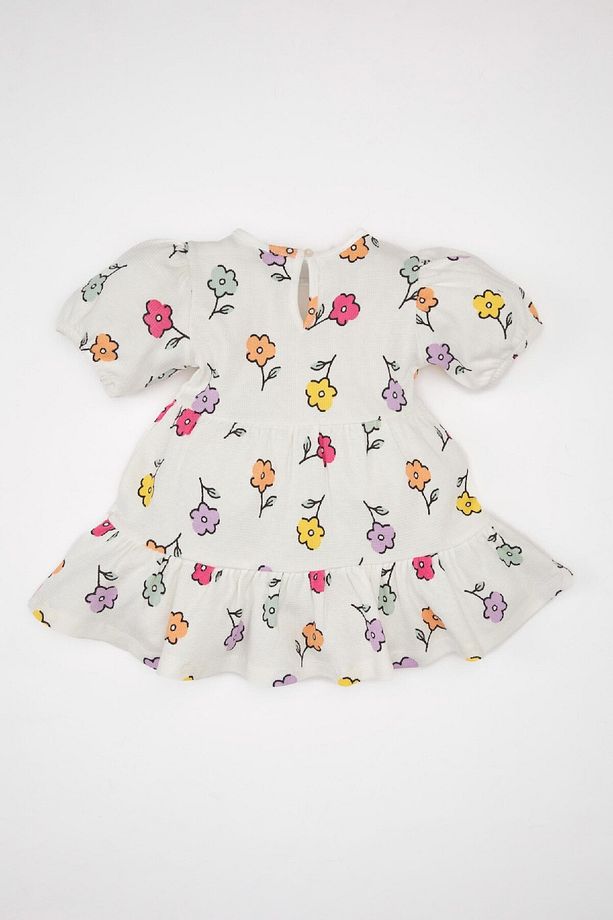 Kız Bebek Çiçekli Kısa Kollu Waffle Elbise C4492A524SM - 8