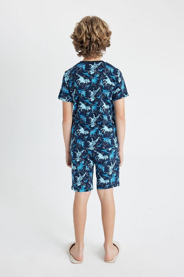 Erkek Çocuk Pijama Takımı Dinazor Baskılı Kısa Kollu Üst Şort C5498a824sm - 6