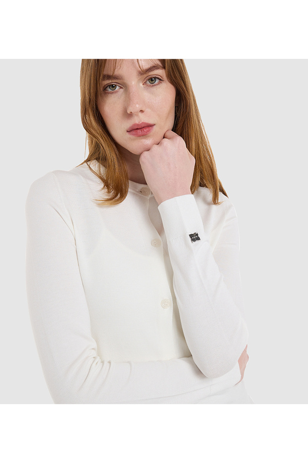 كارديجان محبوك مسطح مفتوح من الأمام - 3