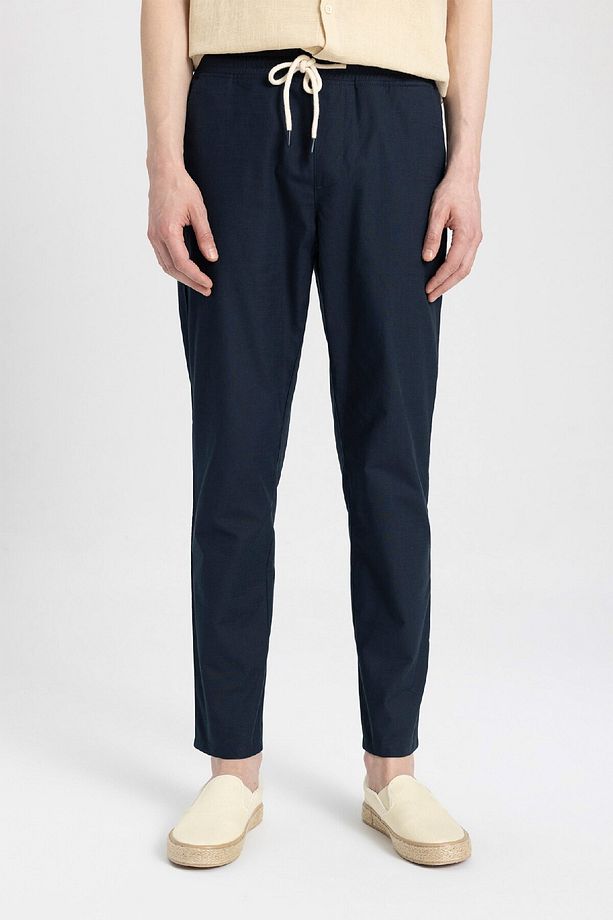 Yazlık Jogger Pantolon Pamuklu Dar Paça Beli Bağcıklı Lastikli Cepli Z6475az24sp - 3