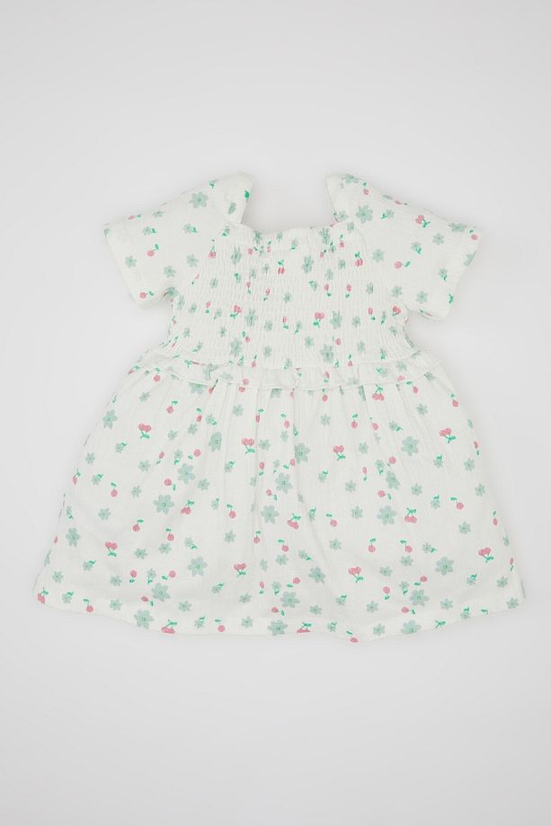 Kız Bebek Çiçekli Kısa Kollu Elbise C4500A524SM - 5