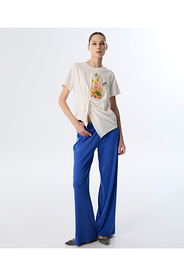 DRAPELİ GÖRSEL BASKILI T-SHIRT - 2