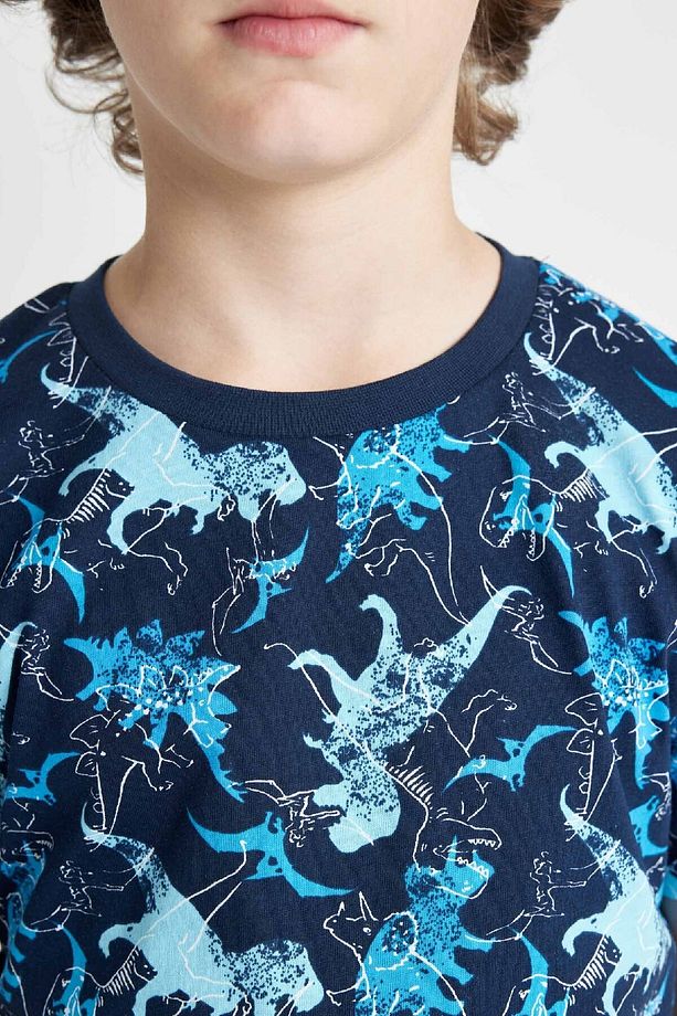 Erkek Çocuk Pijama Takımı Dinazor Baskılı Kısa Kollu Üst Şort C5498a824sm - 5