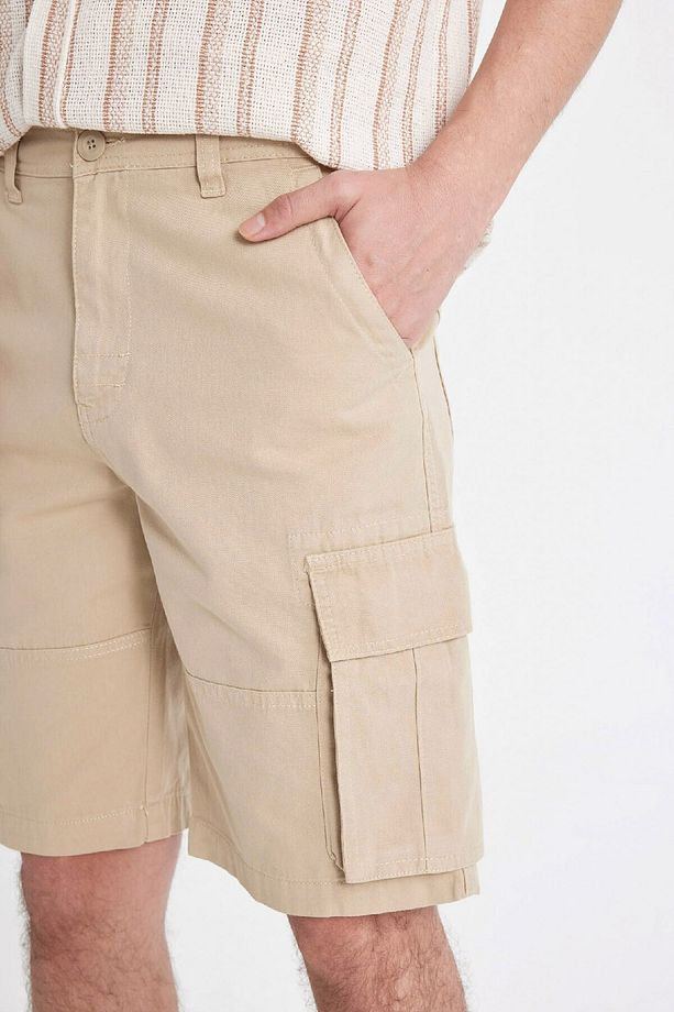 Relax Fit Düz Paça Gabardin Kargo Bermuda Şort C5382ax24sm - 6