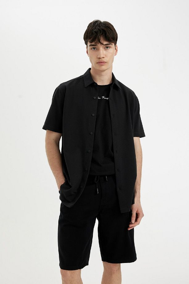 Regular Fit Düz Paça Gabardin Bermuda Şort C5397ax24sm - 4