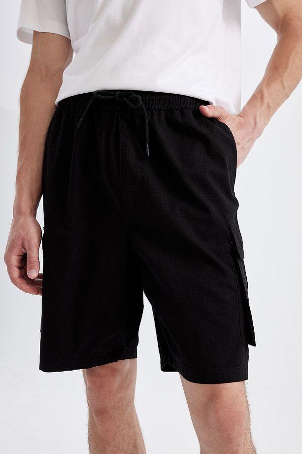 Relax Fit Düz Paça Gabardin Kargo Bermuda Şort C5400ax24sm - 6
