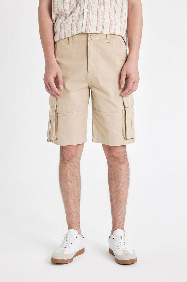 Relax Fit Düz Paça Gabardin Kargo Bermuda Şort C5382ax24sm - 5