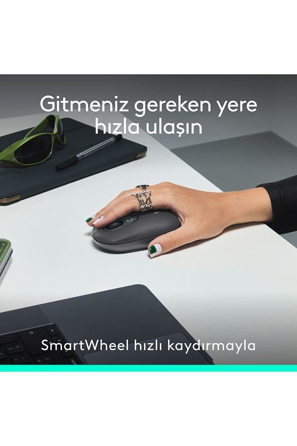 POP ICON Kablosuz Bluetooth Sessiz Türkçe Q Klavye ve Mouse Seti - Siyah 920-013075 - 6
