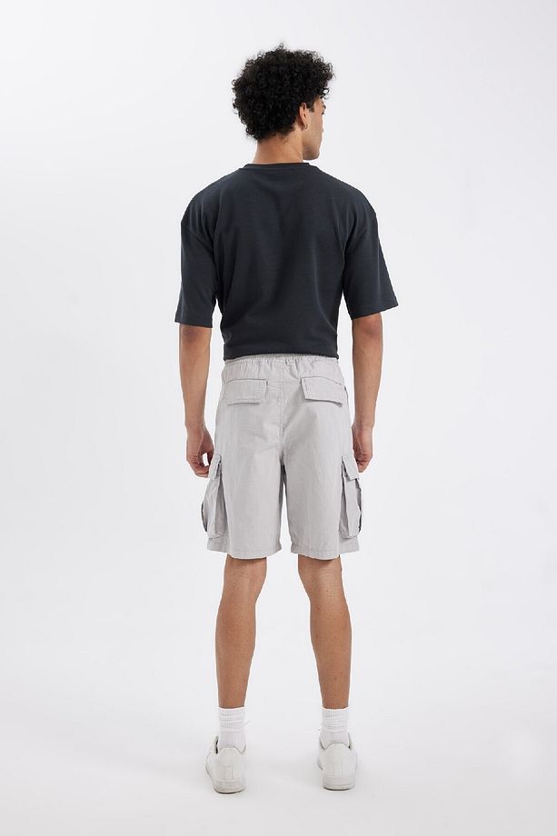 Relax Fit Düz Paça Gabardin Kargo Bermuda Şort C5400ax24sm - 8