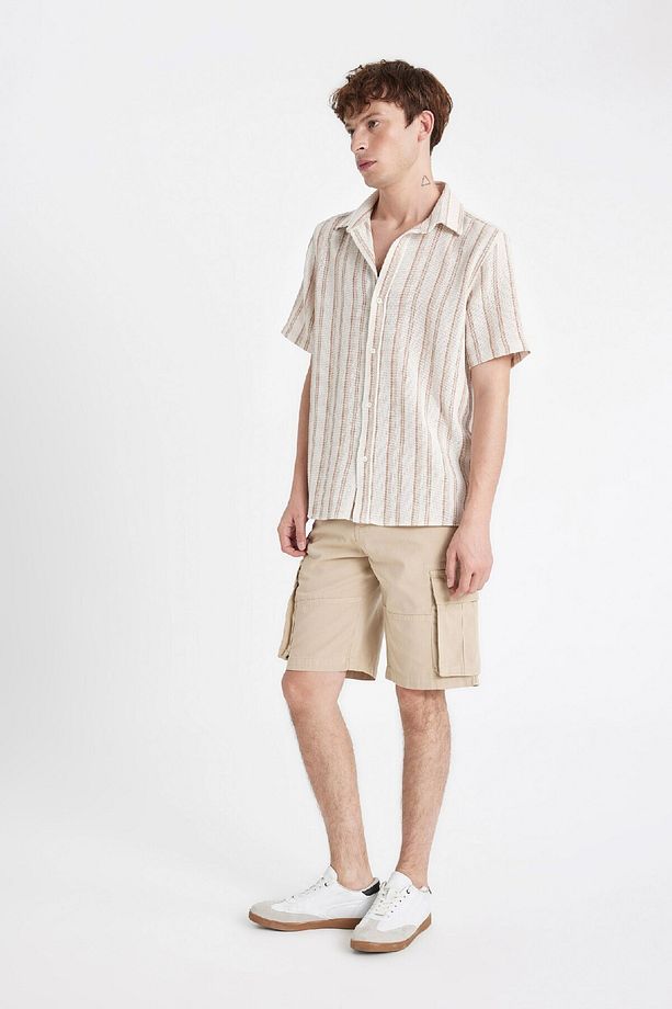 Relax Fit Düz Paça Gabardin Kargo Bermuda Şort C5382ax24sm - 2