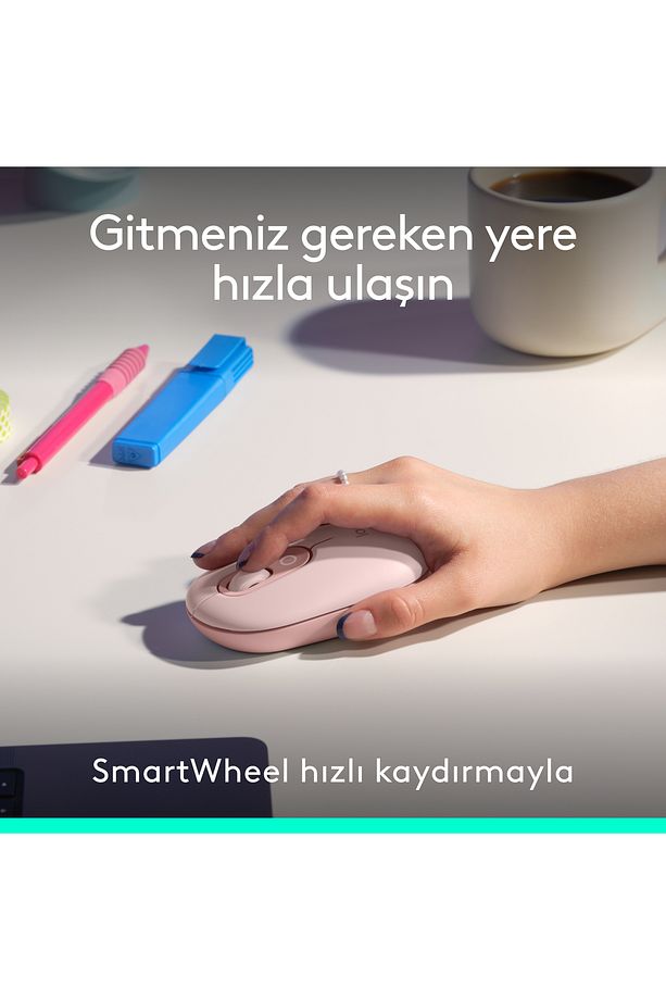 POP ICON Kablosuz Bluetooth Sessiz Türkçe Q Klavye ve Mouse Seti - Pembe 920-013077 - 7