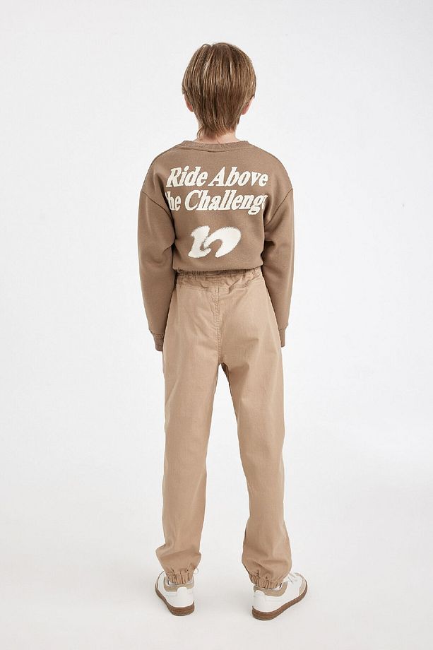 Erkek Çocuk Beli Bağcıklı Lastikli Paça Cepli Basic Düz Jogger Gabardin Pantolon A9395a824wn - 6
