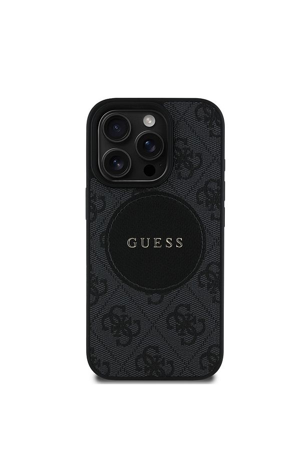 iPhone 15 Pro Max Kılıf Guess Lisanslı Magsafe Şarj Özellikli Yazı Logolu Circle Classic Kapak Siyah - 1