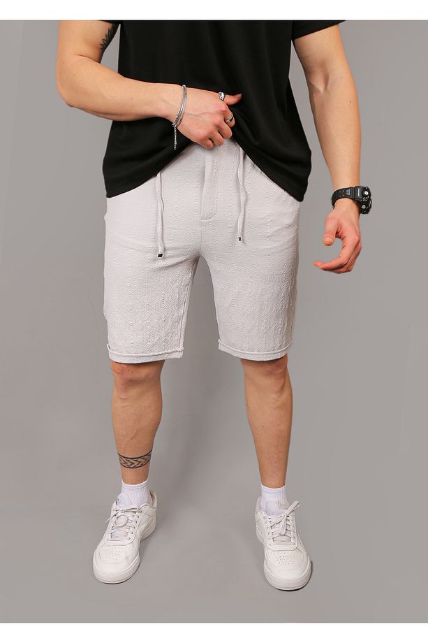 Erkek Taş Jogger Likralı Bel Lastikli Arka Cep Fermuarlı Yazlık Şort - 1