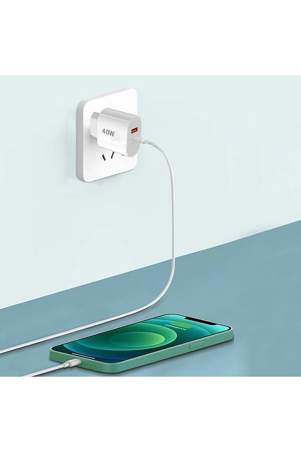 40W USB-A + Type-C 2x Çıkışlı Type-C to Type-C Kablolu Şarj Aleti - 3