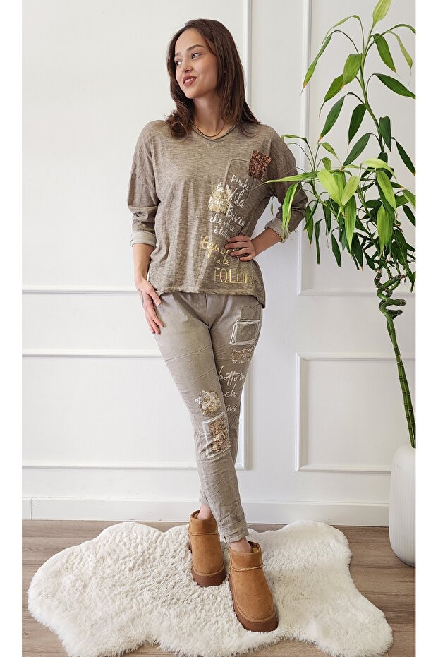 Sequined Imported Trousers - 1