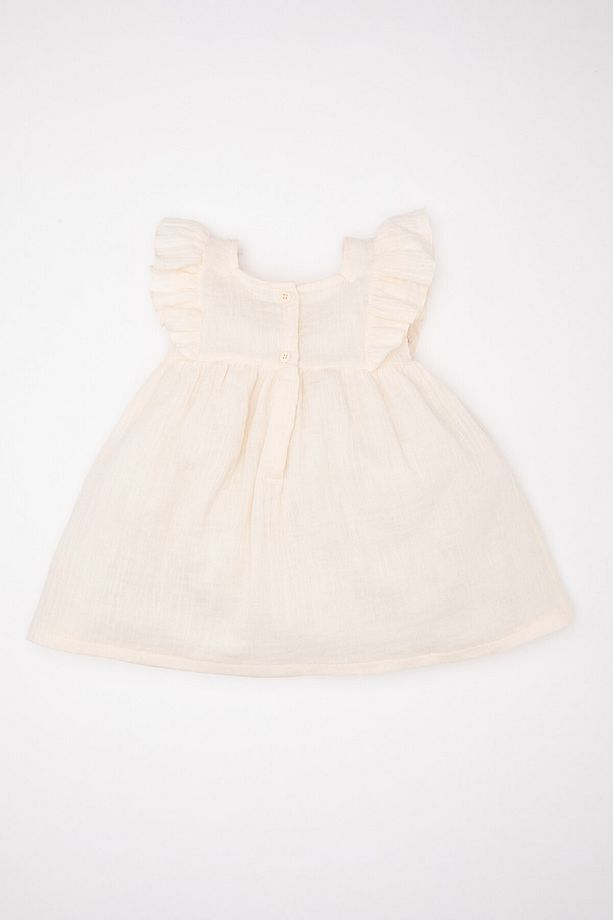Kız Bebek Çiçekli Kısa Kollu Müslin Elbise C4493A524SM - 4