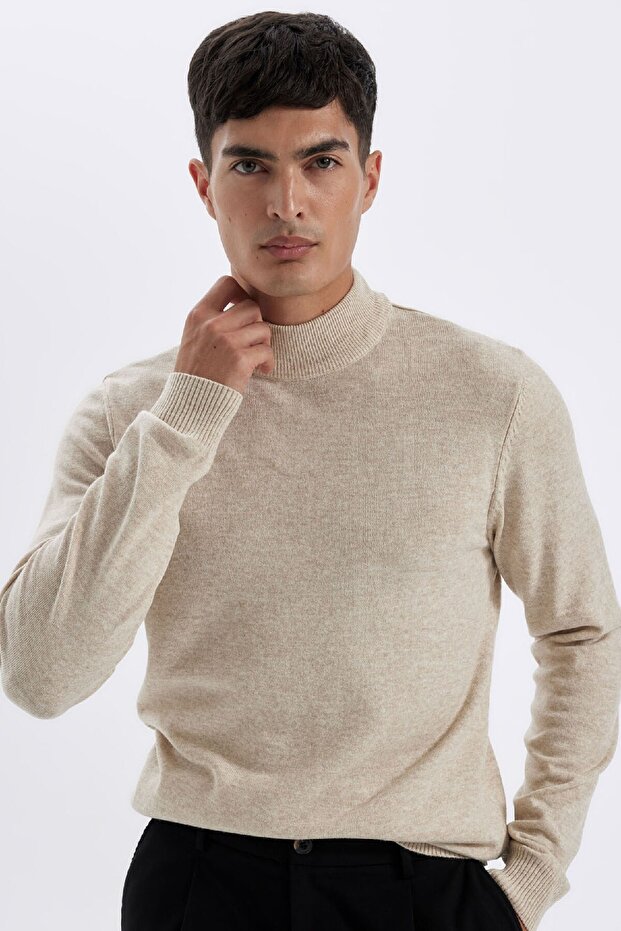 Slim Fit Slim Fit Half Turtleneck Basic Plain Knitwear Sweater R1127Az24Wn