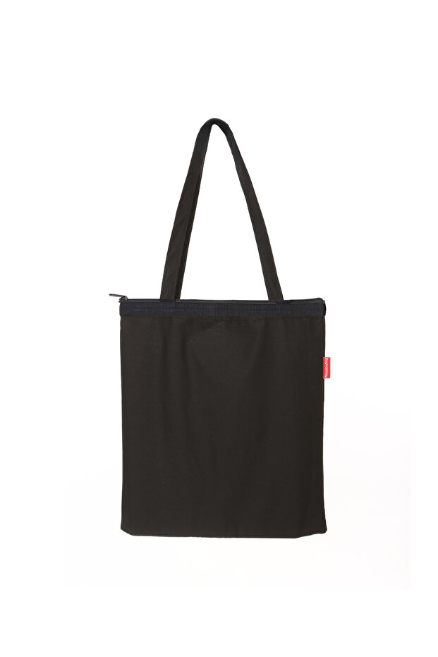 Fermuarlı Siyah Bez Çanta - 4