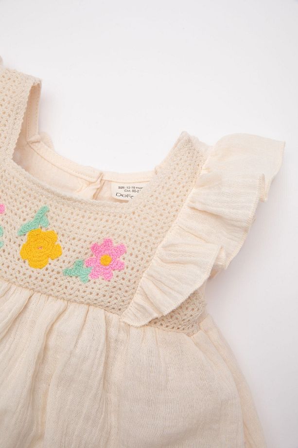 Kız Bebek Çiçekli Kısa Kollu Müslin Elbise C4493A524SM - 2