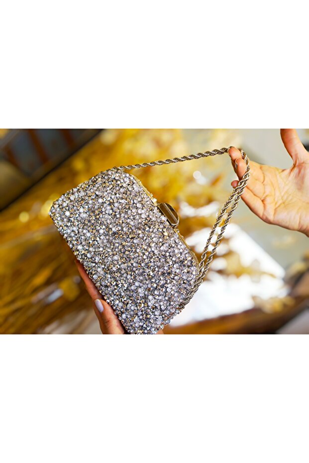 Evening Dress Stone Bag Chain Hanger Stylish Design Double Sided Stone.