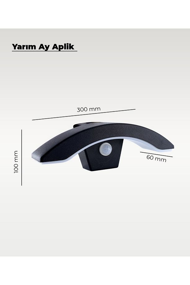 Siyah Sensörlü Led Yarım Ay Aplik 3200K (Sarı Işık) - 2