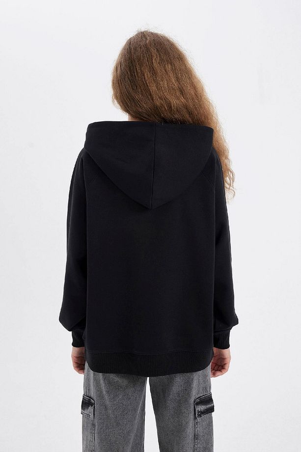 Oversize Geniş Kalıp Kapüşonlu Kanguru Cepli Kalın Basic Düz Sweatshirt C7805ax24wn - 6