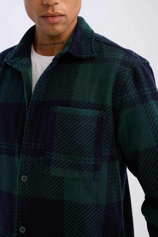 Regular Fit Kareli Polar Uzun Kollu Gömlek V2767AZ24WN - 5