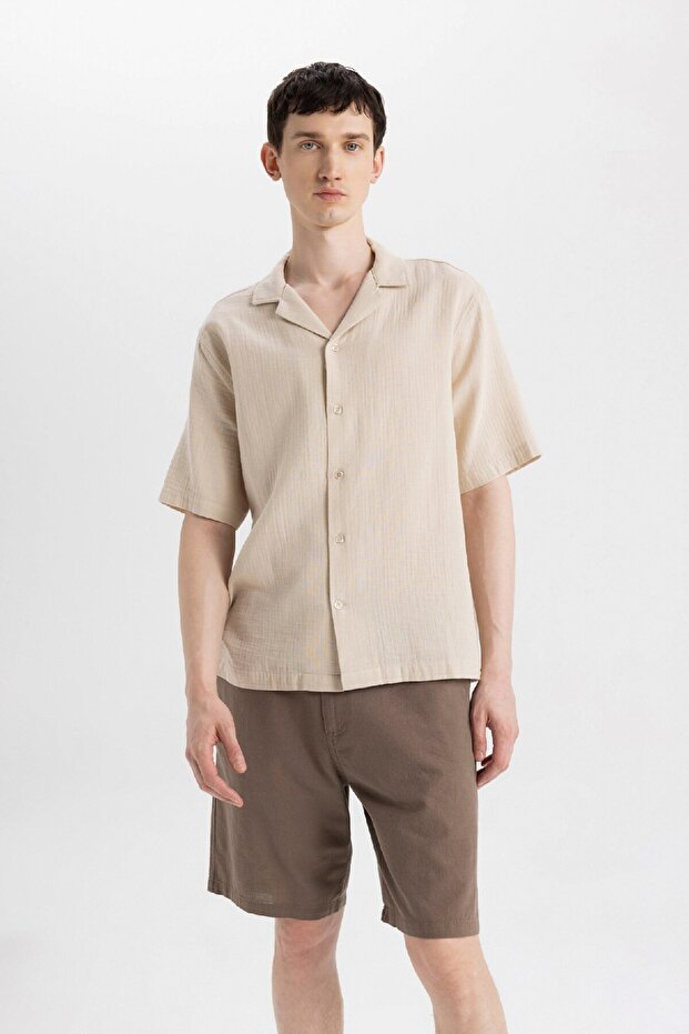 Relax Fit Polo Collar Cotton Short Sleeve Shirt C7578AX24SM
