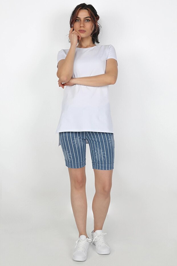 Laser Cut Women's Shorts - Straight Stripes