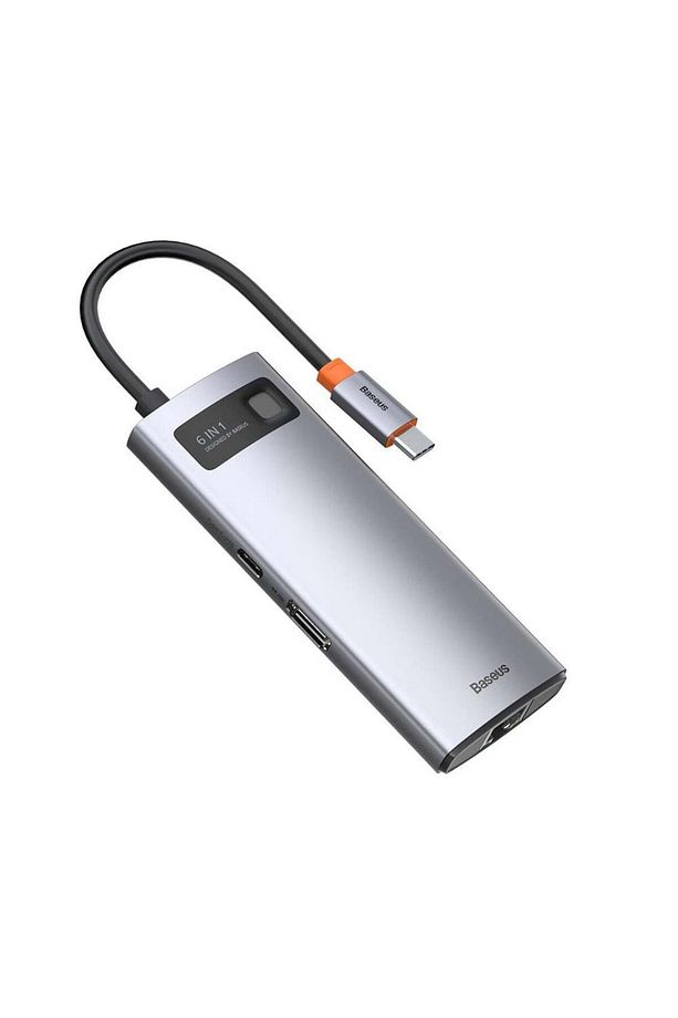 Metal Gleam 6 in 1 Multifonksiyonal Type-C Hub Dock Station - Gri - 3