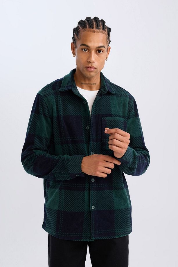 Regular Fit Kareli Polar Uzun Kollu Gömlek V2767AZ24WN - 4