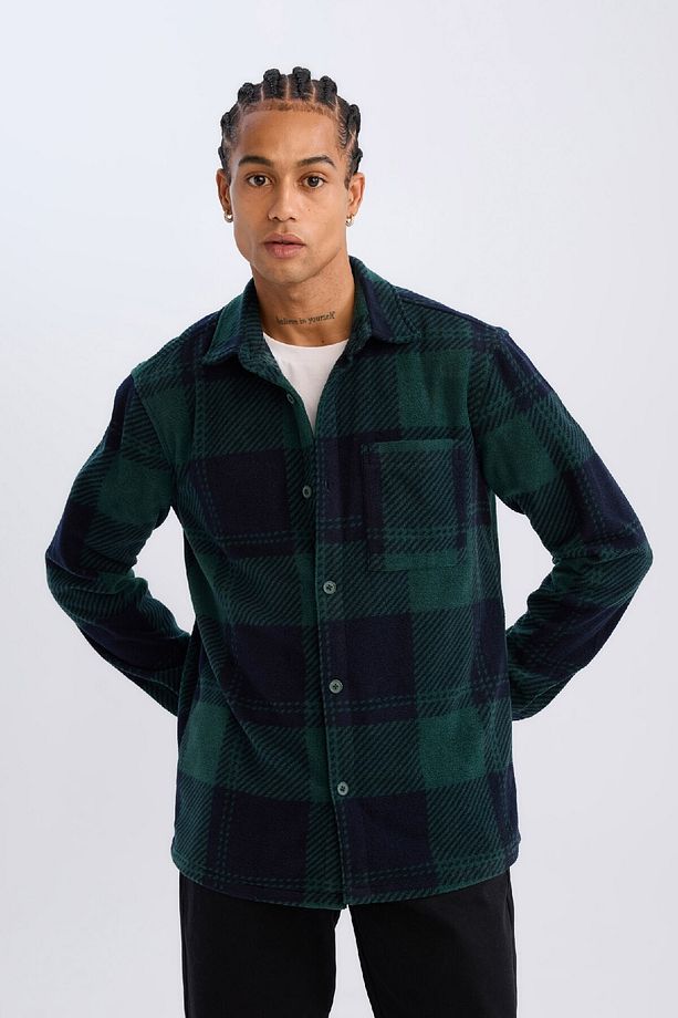 Regular Fit Kareli Polar Uzun Kollu Gömlek V2767AZ24WN - 3