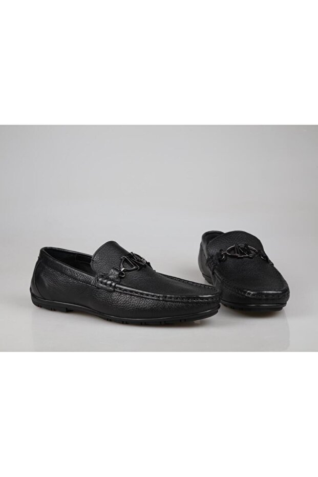 21147 Genuine Leather Black Men's Casual Shoes