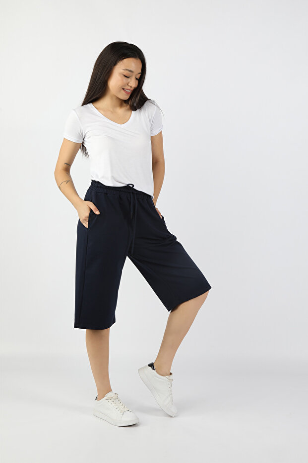 Navy Blue Women's Capri - 2 Thread