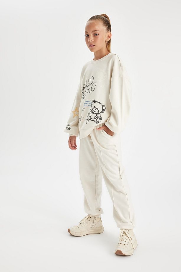 Kız Çocuk Beli Paçası Lastikli Cepli Basic Düz Jogger Eşofman Altı D0731a824au - 3