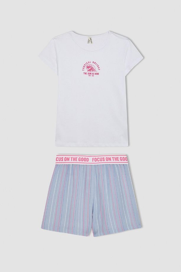 Kız Çocuk Pijama Takımı Baskılı Kısa Kollu Üst Şort C8501a824sm - 8