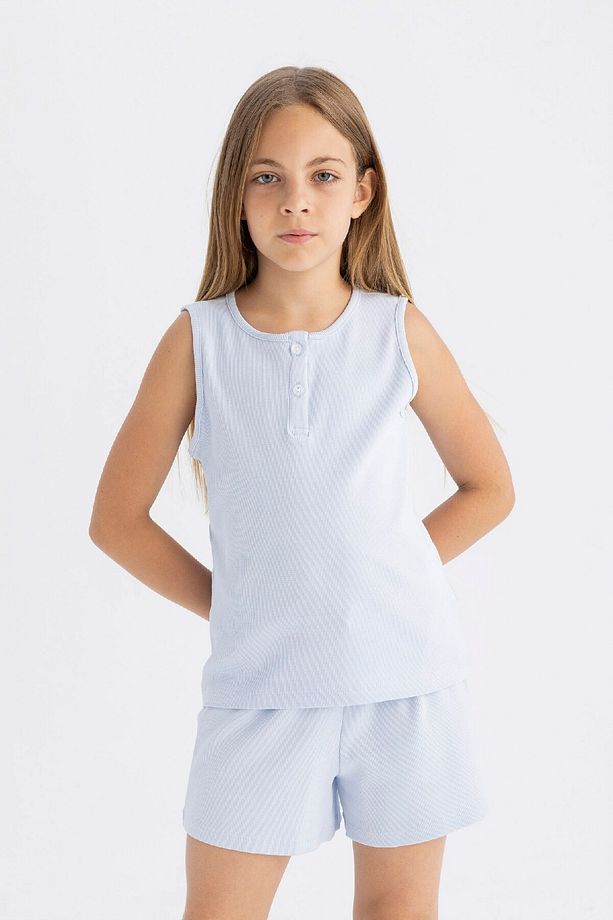 Kız Çocuk Pijama Takımı Fitilli Kaşkorse Atlet Şort C8951a824sm - 4