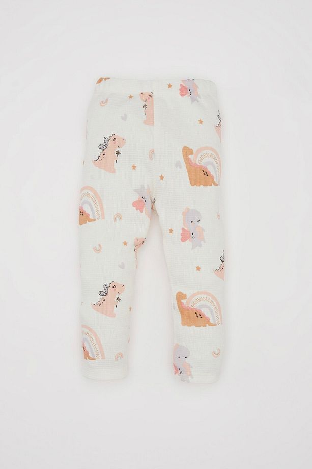 Kız Bebek Pijama Takımı Waffle Dinazor Desenli Kısa Kollu Üst Uzun Alt C3474a524sm - 2
