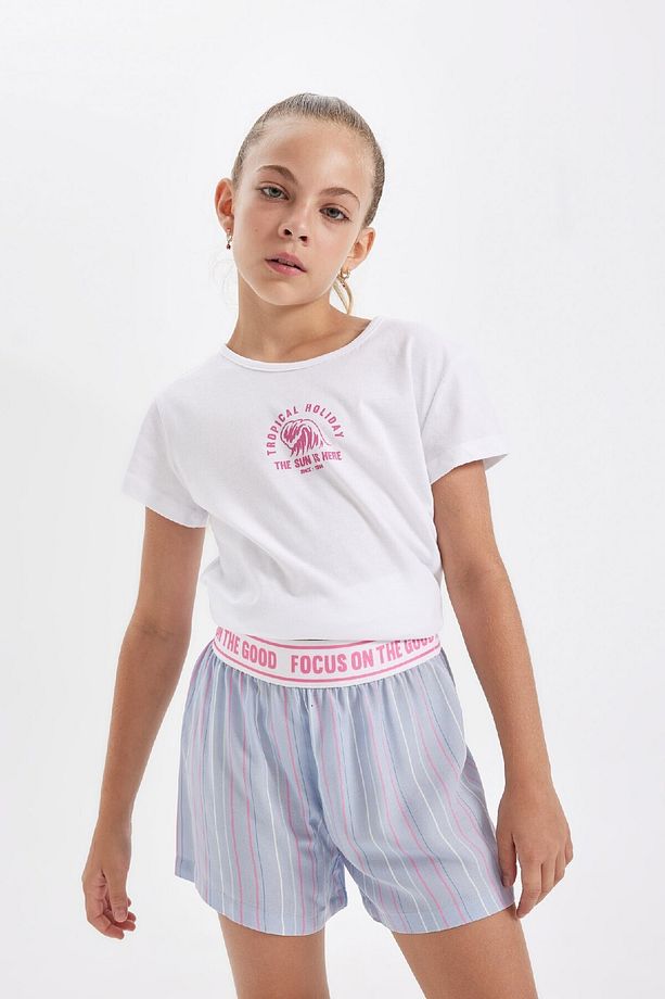 Kız Çocuk Pijama Takımı Baskılı Kısa Kollu Üst Şort C8501a824sm - 2