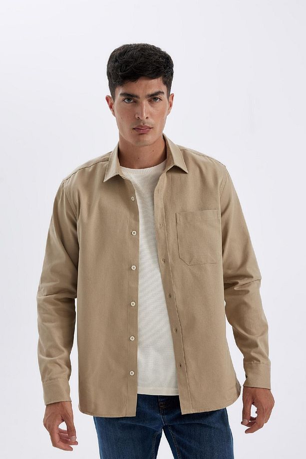 %100 Pamuk Regular Fit Düğmeli Basic Düz Gabardin Uzun Kollu Gömlek A5383ax24au - 6