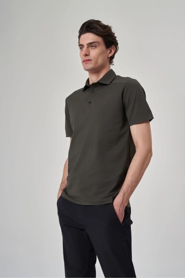 Men's Khaki Polo Neck T-Shirt 1412034