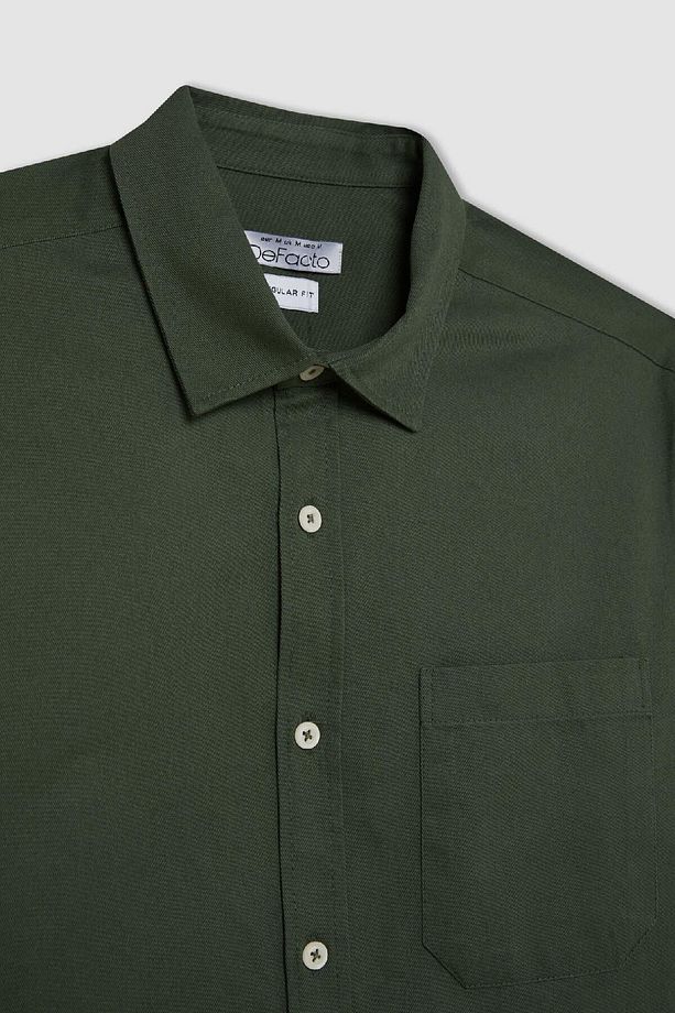 %100 Pamuk Regular Fit Düğmeli Basic Düz Gabardin Uzun Kollu Gömlek A5383ax24au - 8
