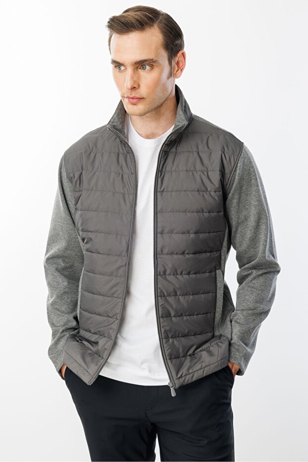 Erkek Önü Kapitone Eşofman Üstü Antra/Melanj - 1