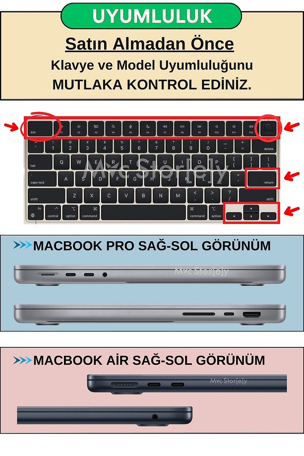 Macbook Kılıf Klavye Koruyucu Air Pro M1-m2-m3-m4 Ingilizce Baskı (US-ABD) A2681 A2941 A2442 A2485 - 3